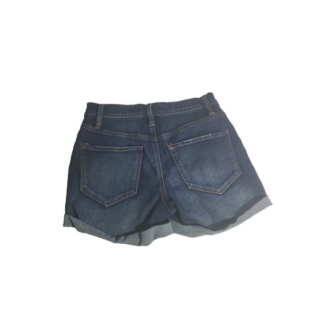 Mudd Shorts‎ Size 1 Womens Mid Rise Cuffed Button Fly Midi Fix Stretch Dark Wash